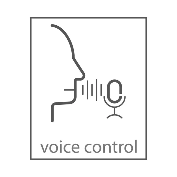 음성 아이덴티티 벡터 라인 아이콘. 오디오 시스템 사인을 인식 한다. 목소리를 생체 인식 기호로 나눈 것이죠. 사람의 실루엣 과 마이크로 피토 그램 이 있는 음파. 다양 한 디자인의 필요성에 대한 Vector 삽화. EPS 10 — 스톡 벡터