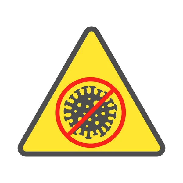 Sign caution coronavirus. Stop coronavirus. Coronavirus danger and public health risk disease and flu outbreak. Pandemic medical concept with dangerous cells. Vector illustration. EPS 10 — Stock Vector