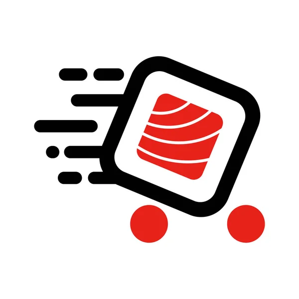 Sushi szállítási logó sablon. Vektor illusztráció Sushi roll jel, szimbolizálja a gyors szállítás. EPS 10. — Stock Vector