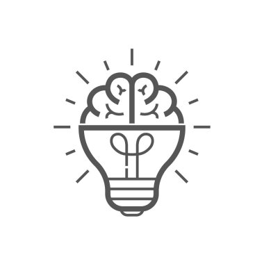 Beyin fikri ikonu. Beyin vektör ikonlu ampul, fikir konsepti. Düzenlenebilir Vuruş. EPS 10