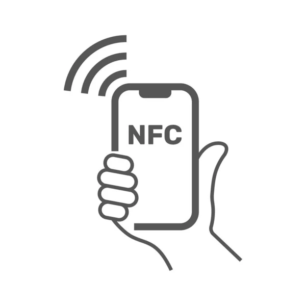 NFC 일러스트. 이동 지불. NFC 스마트 폰 컨셉트 플랫 아이콘. 벡터 일러스트레이션. EPS 10. — 스톡 벡터