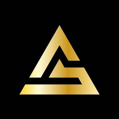 Modern tarzda ve altın renkte basit bir üçgen vektör logosu. EPS 10