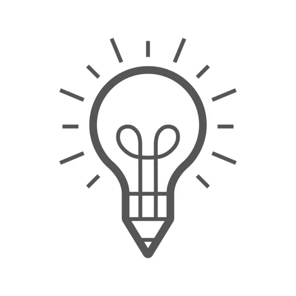 Glödlampa och penna logotyp mall. Kreativ idé vektor design. Smart författarlogotyp. EPS 10 — Stock vektor