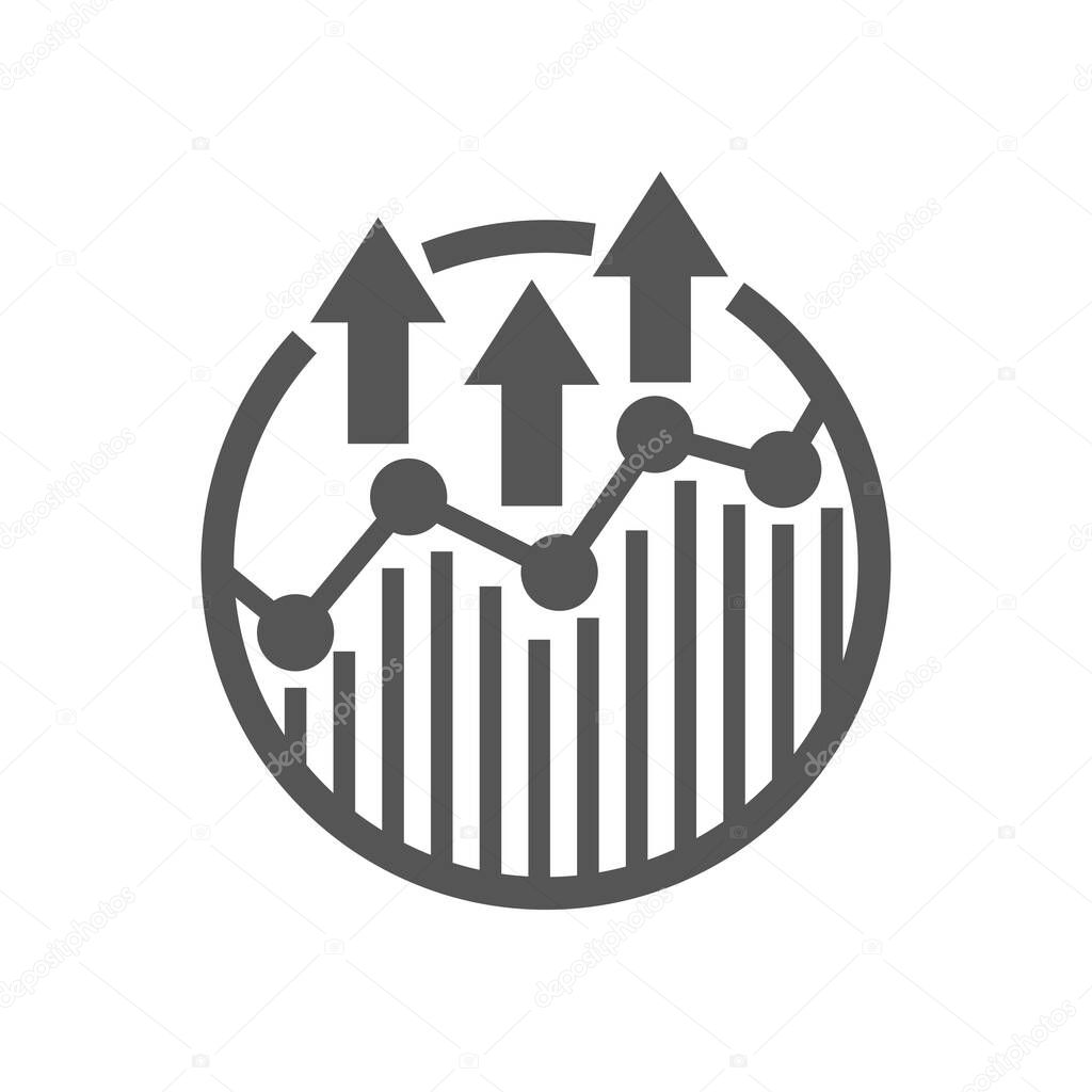 Creative modern logo design for trade shows growing graph sign template. EPS 10