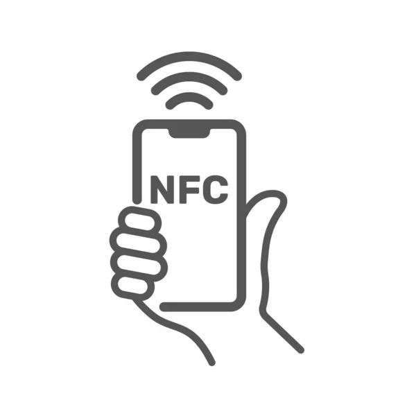 Yakın alan iletişimi, NFC cep telefonu, NFC ödemesi ve uygulamalar ve web siteleri için cep telefonu akıllı telefon düz vektör simgesi — Stok Vektör