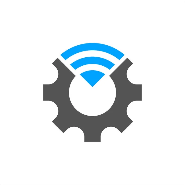 Industrie 4.0 vector illustratie. Cogwheel en blauw conection icoon. Productietechnologie revolutie met digitaal systeem. EPS 10 — Stockvector