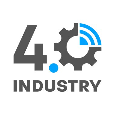 Sanayi 4.0, IoT, Smart Factory konsept logosu. Vektör İllüstrasyonu