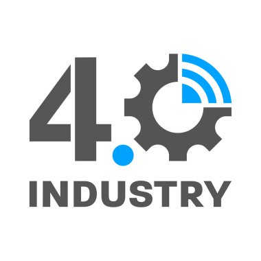 Sanayi 4.0 akıllı fabrika logosu, dişli ve kablosuz - sektör 4.0 'ı sembolize ediyor. EPS 10
