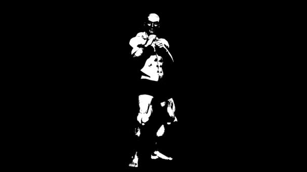 Boxer. Animated man silhouette. — Stock Video