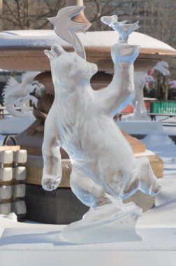Bear ice sculpture at Winterlude, Ottawa, Feb 8, 2017 clipart