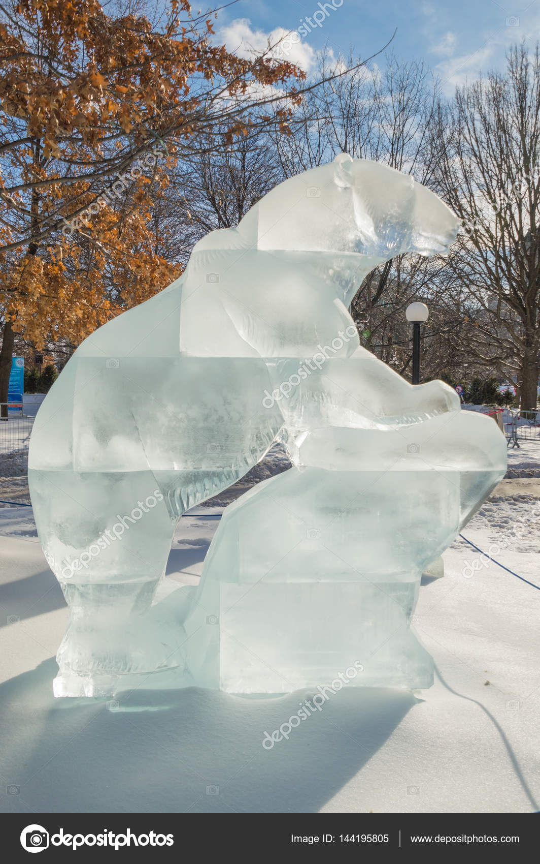 Chicago Winter Holiday Polar Bear Ice Sculpture Luge