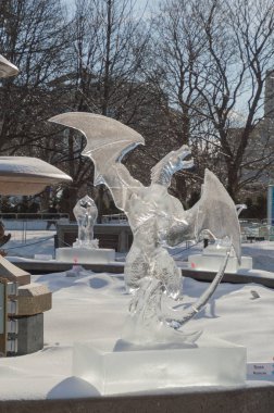 Dragon buz heykeli, Winterlude, Ottawa, 8 Şubat 2017