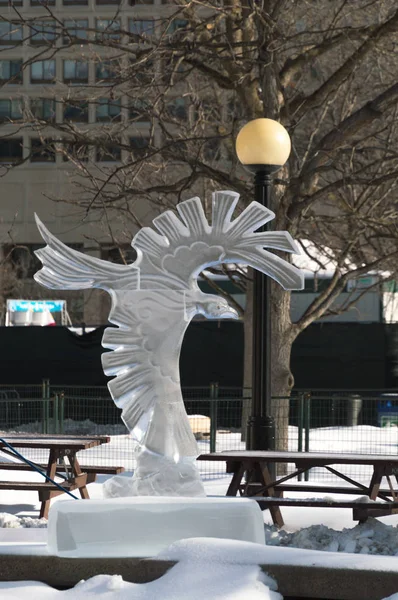 Karga buz heykeli, Winterlude, Ottawa, 8 Şubat 2017 kartal. — Stok fotoğraf