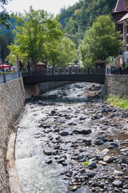 Lüks otel kompleksi Borjomi resort, Georgia Borjomula Nehri'nin kıyısında yer alan.