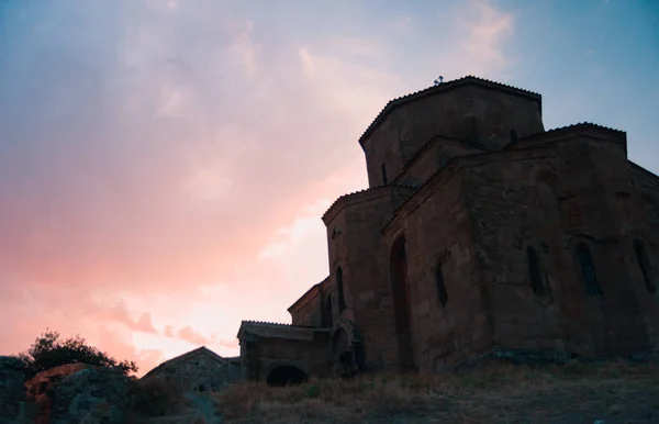 Pôr do sol Panorama do Mosteiro de Jvari — Fotografia de Stock