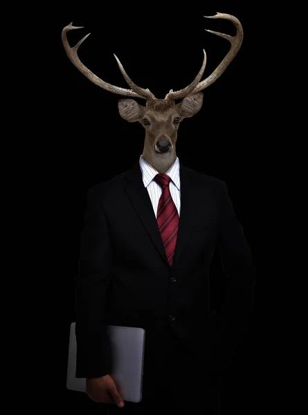 Homem de negócios com cabeça de animal — Fotografia de Stock
