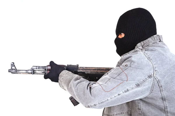 Terrorist met ak47 machinegeweer — Stockfoto