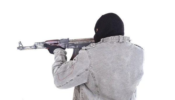 Terrorista con ak47 mitragliatrice — Foto Stock