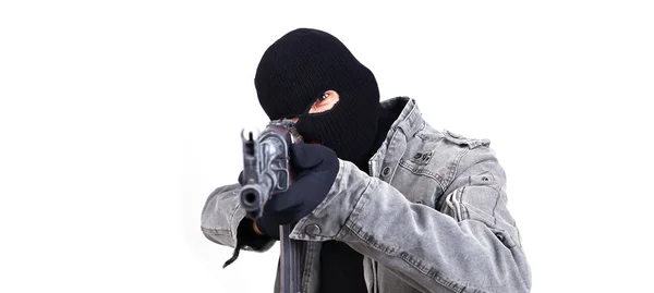 Terrorist met ak47 machinegeweer — Stockfoto