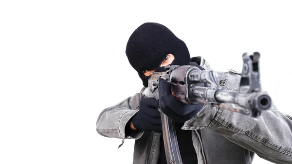 Terrorist with ak47 machine gun — Stock Photo, Image