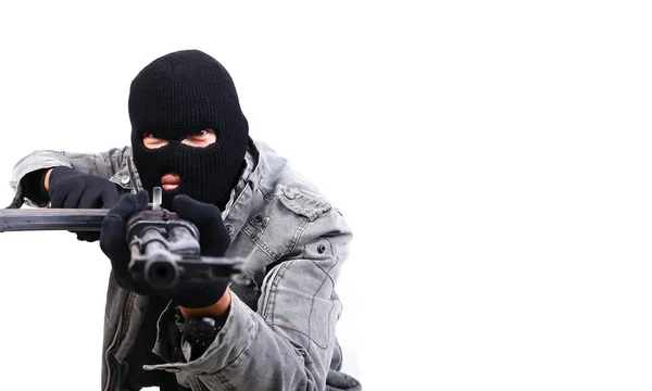 Terrorista con ak47 mitragliatrice — Foto Stock