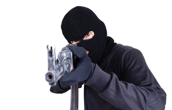 Terrorist met ak47 machinegeweer — Stockfoto