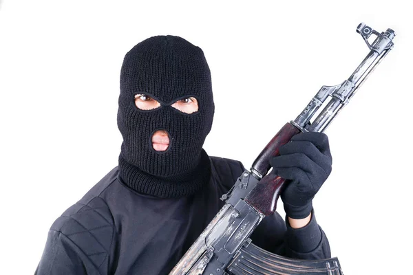 Terrorist mit Maschinengewehr ak47 — Stockfoto