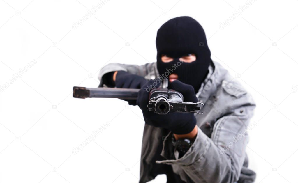 terrorist with ak47 machine gun