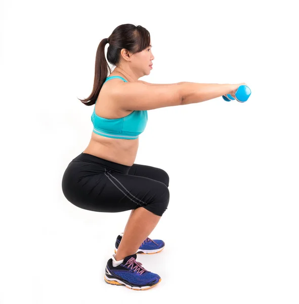 Asiático gordinha mulher exercício — Fotografia de Stock