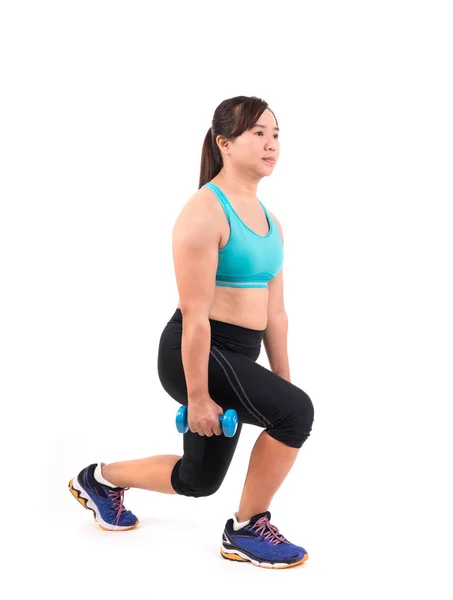 Asiático gordinha mulher exercício — Fotografia de Stock