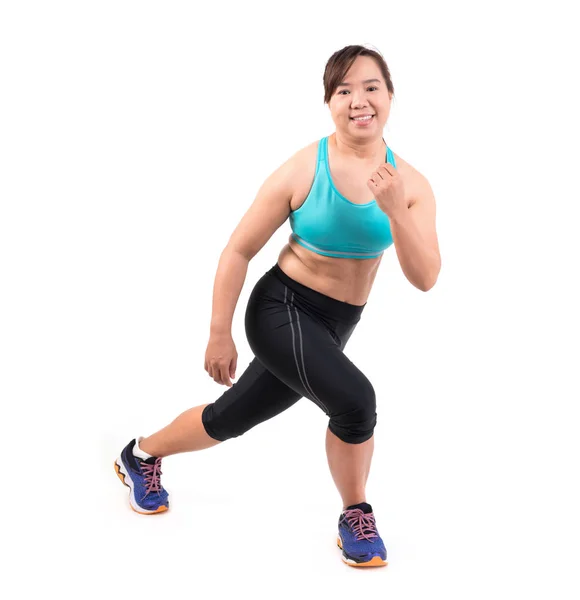 Chubby woman doing fitness — Stock Photo, Image