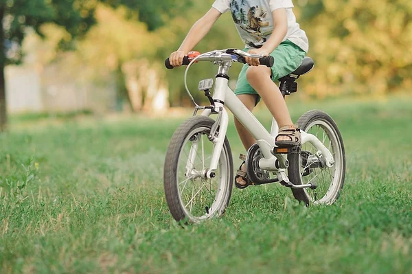 Gyermek kerékpár az erdő — Stock Fotó