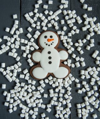 Marshmallow ile gingerbread kardan adam