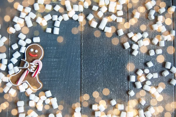 Speculaaspop met riet van het suikergoed en marshmallows — Stockfoto