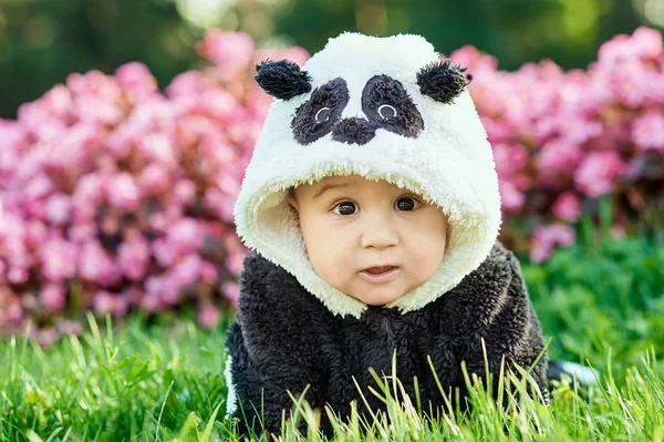 Bébé portant un costume d'ours Panda — Photo