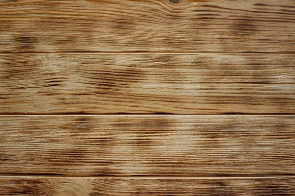棕色的木制背景烧焦了木板质地 顶视图 横向板 — 图库照片