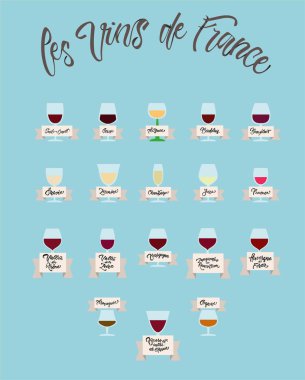 Vector lettering and flat illustration of wine 
