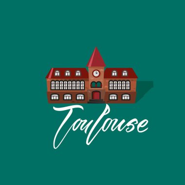 Toulouse ve kale. Fransa şehir el vektör yazı çekilmiş. Modern Kaligrafi fırçası yazı. Mürekkep yazı.