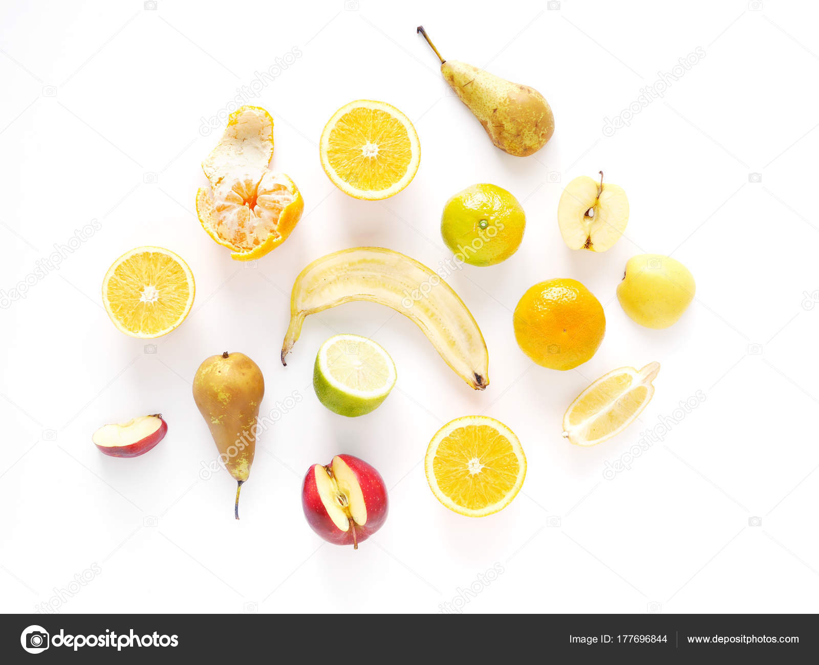 スライス オレンジ レモン みかん りんごとバナナの白い背景で隔離の平面図 ストック写真 C Tanya Morozz スライス オレンジ レモン みかん りんごとバナナの白い背景で隔離の平面図 ストック写真 C Tanya Morozz