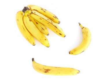 Top view of banana bunch isolated on white background clipart