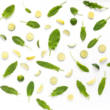 Limes ve beyaz arka plan üzerinde izole sorrels Gıda kompozisyonu
