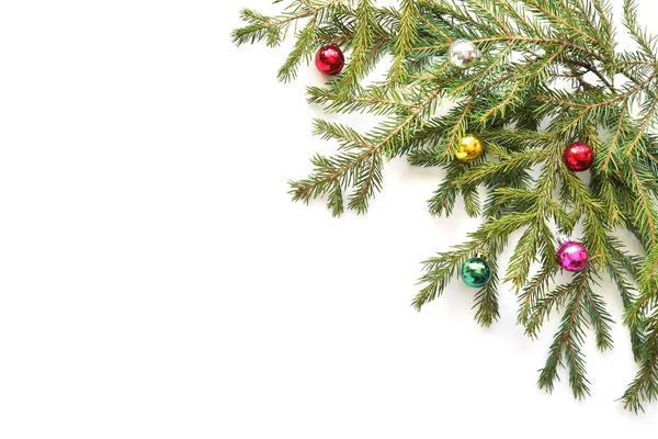 Frame Fir Branches Christmas Decoration Balls — Stock Photo, Image