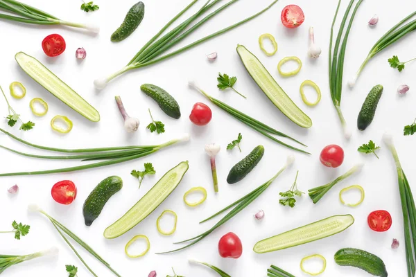 白色背景蔬菜的食物成分 — 图库照片
