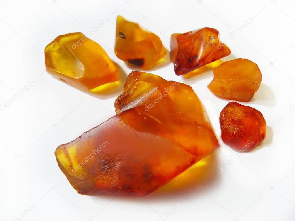 Close view of natural raw amber stones