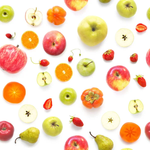 Lebensmittel Nahtlose Muster Mit Früchten Und Beeren — Stockfoto