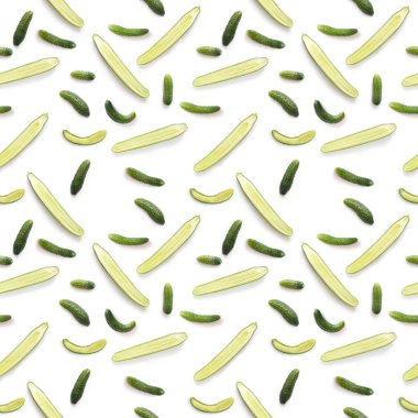 Gıda seamless modeli üzerinde beyaz izole salatalık ile