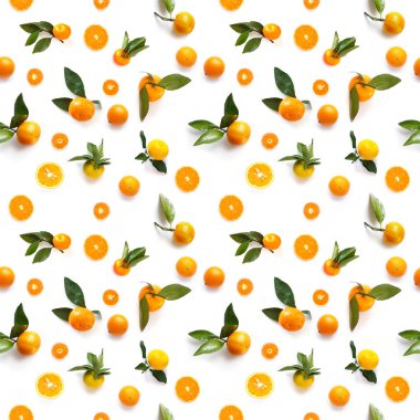 Gıda doku. Taze mandalina beyaz arka plan üzerinde üstten görünüm izole seamless modeli