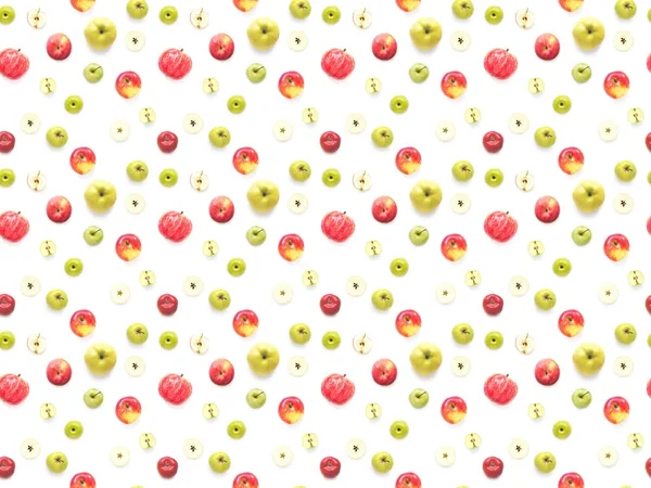 Lebensmittel Nahtlose Muster Mit Farbe Äpfel Und Granatapfel — Stockfoto