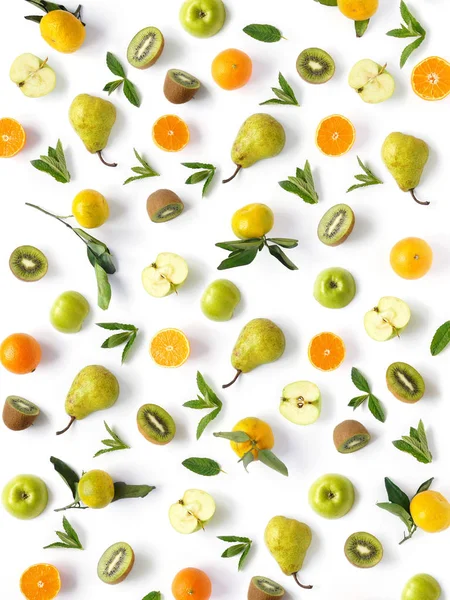 Beyaz arka plan üzerinde renkli meyve ile Seamless Modeli