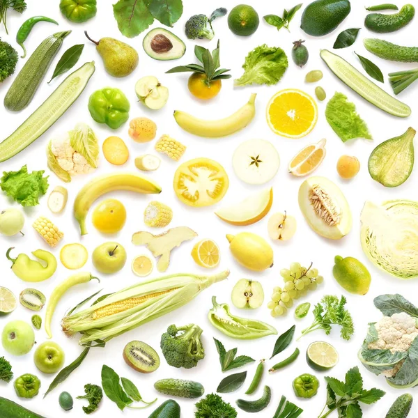 Textura Alimentar Padrão Sem Costura Vários Vegetais Frescos Amarelos Verdes — Fotografia de Stock